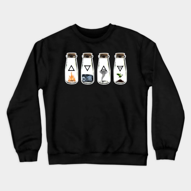 The 4 Symbols of the Elements: Earth, Wind, Water, and Fire - Nature in a Bottle Crewneck Sweatshirt by Occult Designs